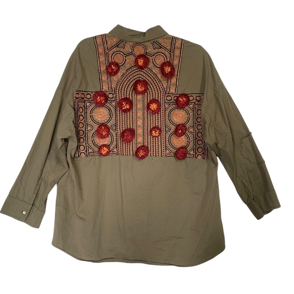 Zara Embroidered Shirt Blazer Jacket Size L Bohemian Festival‎ Summer Vacation